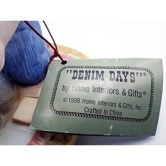 Denim Days by Home Interiors and Gifts 1998 Vintage Figurine Boy and Girl Picnic - Picture 9 of 12
